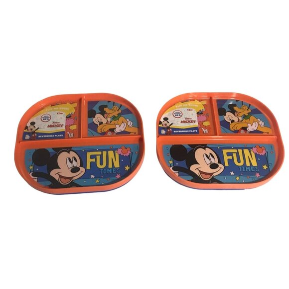 Mickey Mouse Reversible Plate Set - BPA-Free - 12M+ Kids Dining Fun - 2-Pack - Picture 1 of 5